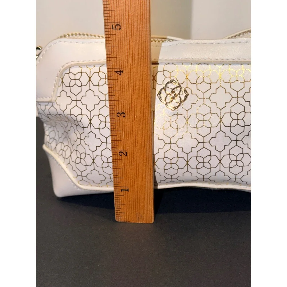 Kendra Scott Makeup Bag White Gold Medallion Logo Cosmetic Pouch Travel Case
